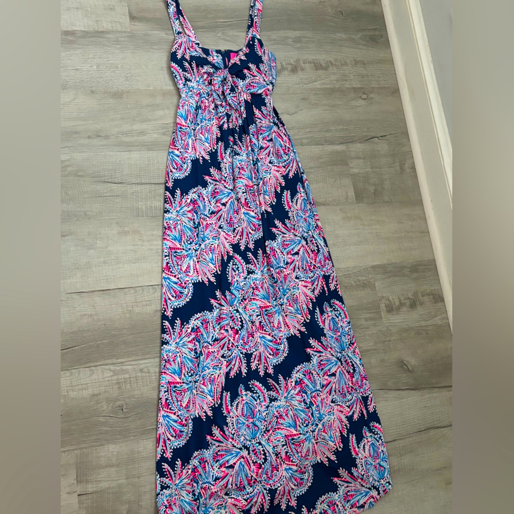 Lilly Pulitzer Maxi Dress - like new!  Navy/ hot pink- women’s 00.